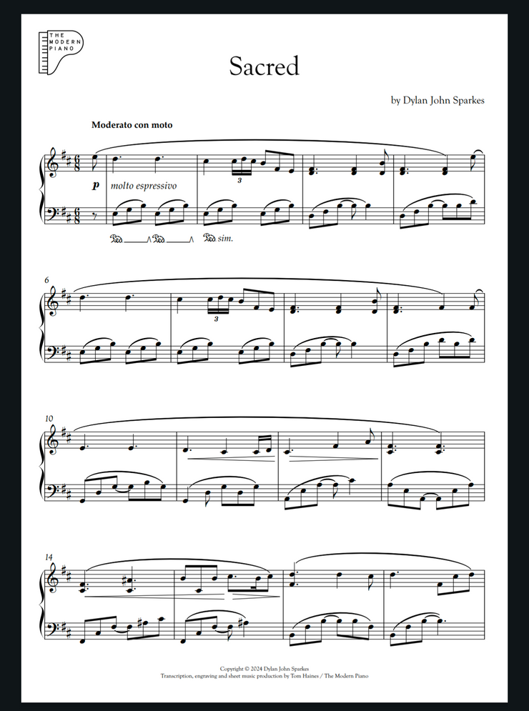 Sacred - Dylan John Sparkes - Piano Sheet Music