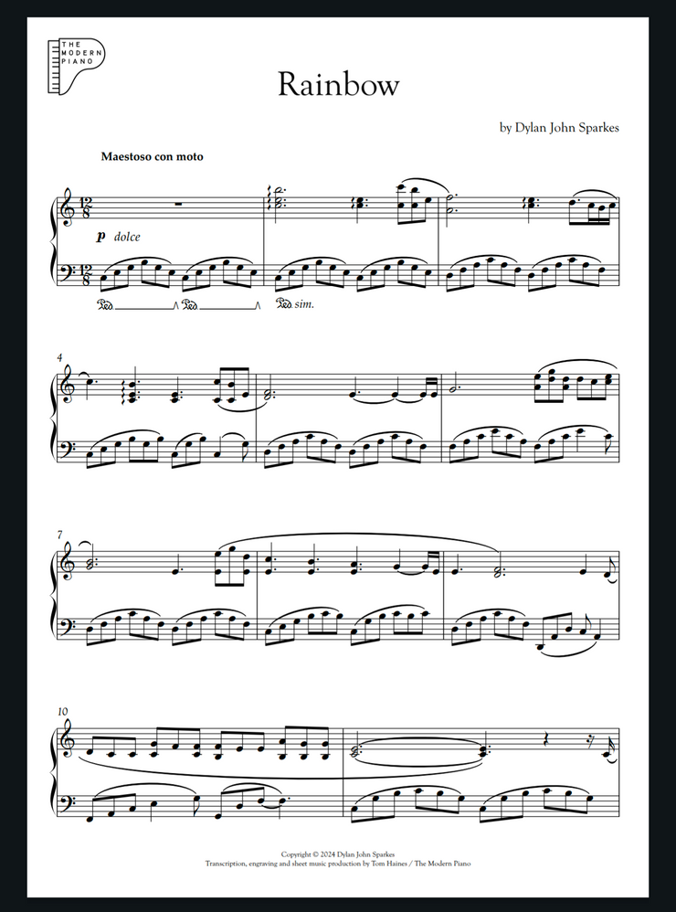 Rainbow - Dylan John Sparkes - Piano Sheet Music