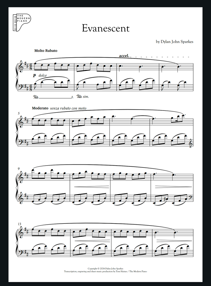 Evanescent - Dylan John Sparkes - Piano Sheet Music
