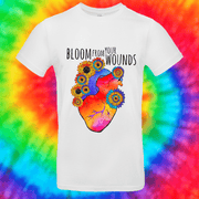 Bloom From Your Wounds Tee T-shirt Grow Through Clothing White Front Small Unisex