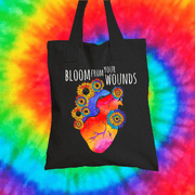 Bloom From Your Wounds Tote Bag Tote bag Grow Through Clothing Black 