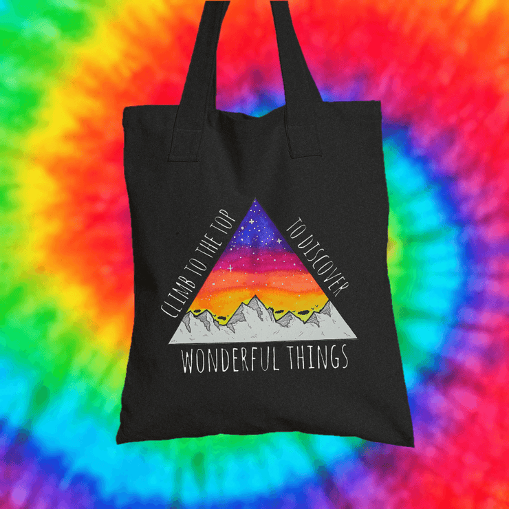 Climb To The Top Tote Bag Tote bag Grow Through Clothing Black 