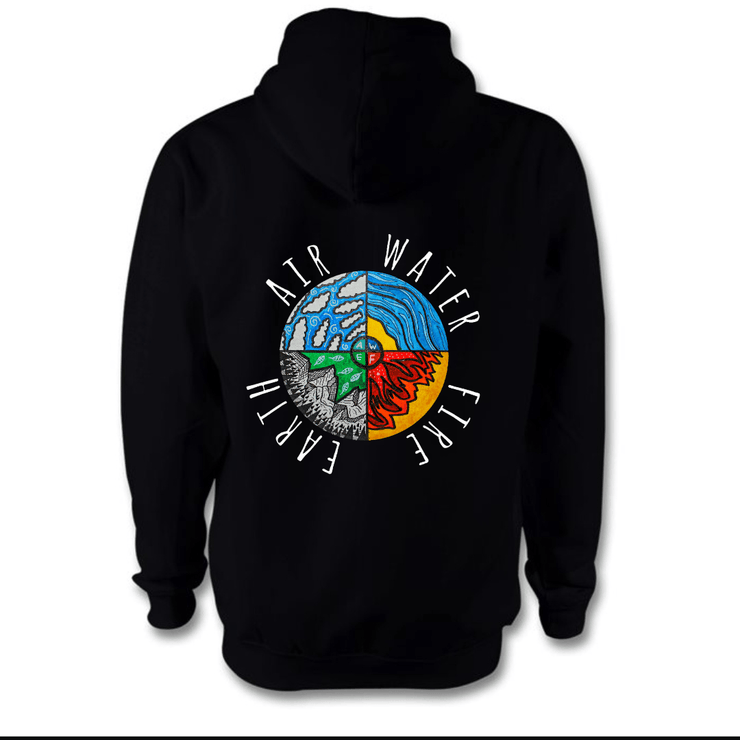 Four Elements Hoodie Hoodie Grow Through Clothing Black Back Extra Small Unisex