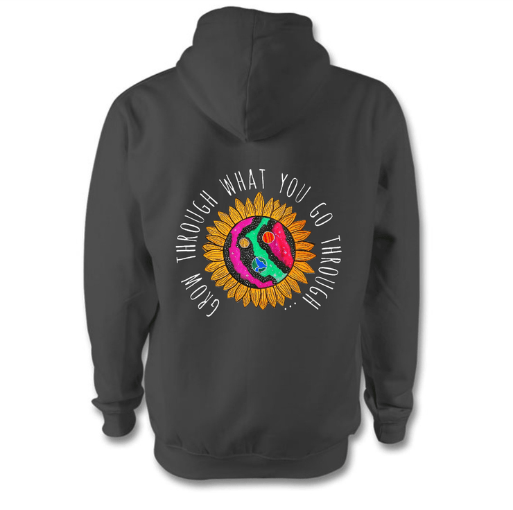 Grow Through What You Go Through Hoodie Hoodie Grow Through Clothing Grey Back Extra Small Unisex