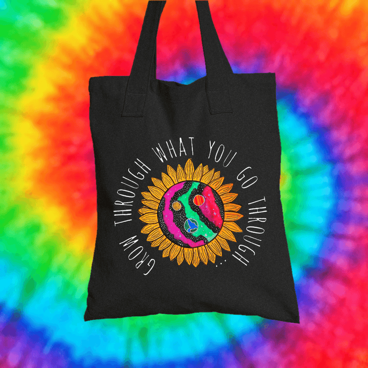 Grow Through What You Go Through Tote Bag Tote bag Grow Through Clothing Black 