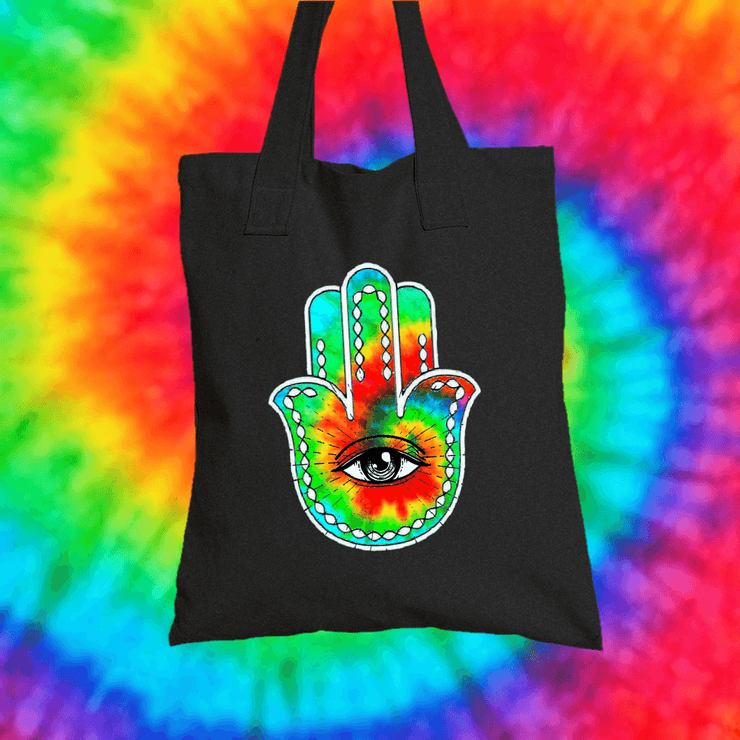 Hamsa Hand Tote Bag Tote bag Grow Through Clothing Black 