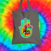 Hamsa Hand Tote Bag Tote bag Grow Through Clothing Grey 