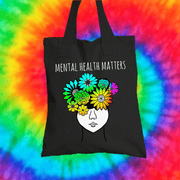 Mental Health Matters Tote Bag Tote bag Grow Through Clothing Black 