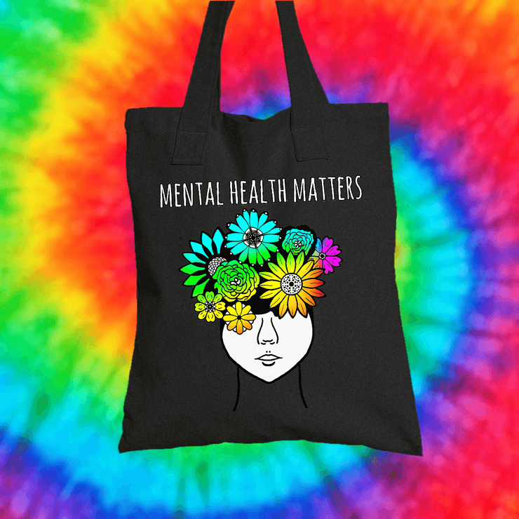 Mental Health Matters Tote Bag Tote bag Grow Through Clothing Black 