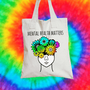 Mental Health Matters Tote Bag Tote bag Grow Through Clothing White 