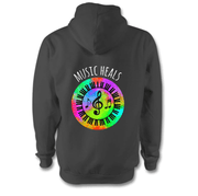 Music Heals Hoodie Hoodie Grow Through Clothing Grey Back Extra Small Unisex