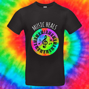 Music Heals Tee T-shirt Grow Through Clothing Black Front Small Unisex