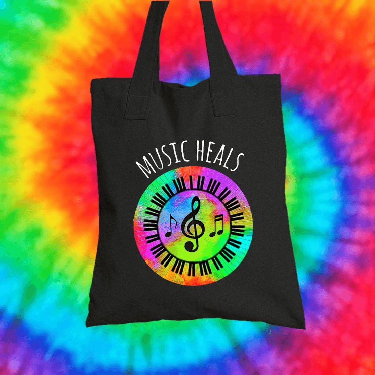 Music Heals Tote Bag Tote bag Grow Through Clothing Black 