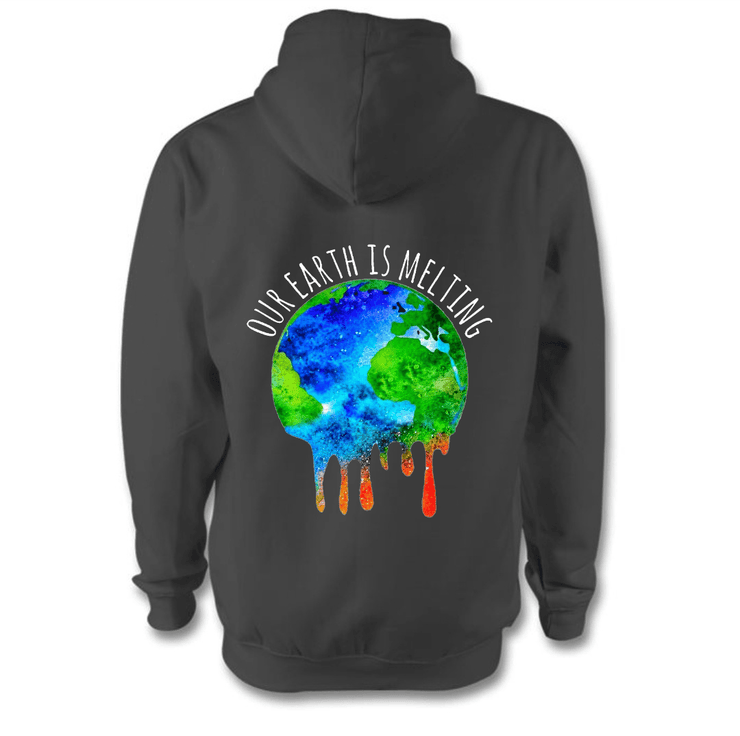 Our Earth Is Melting Hoodie Hoodie Grow Through Clothing Grey Back Extra Small Unisex