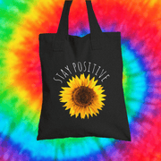 Stay Positive Tote Bag Tote bag Grow Through Clothing Black 