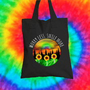 Worry Less Smile More Tote Bag Tote bag Grow Through Clothing Black 