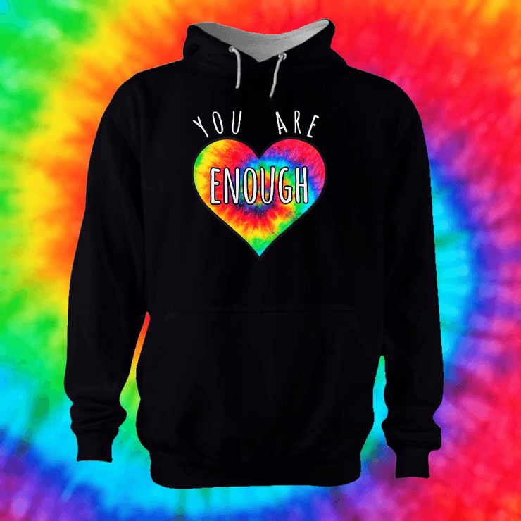 You Are Enough Hoodie Hoodie Grow Through Clothing Black Front Extra Small Unisex